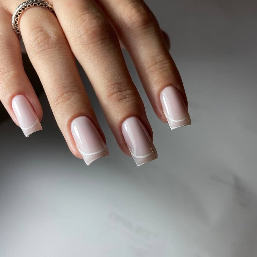Classic french manicure, square shape — AM NAIL Kyiv